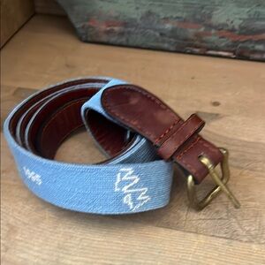 Smathers & Branson Needlepoint Belt Men’s Size 50 BB Bedens Brook Club Blue Golf